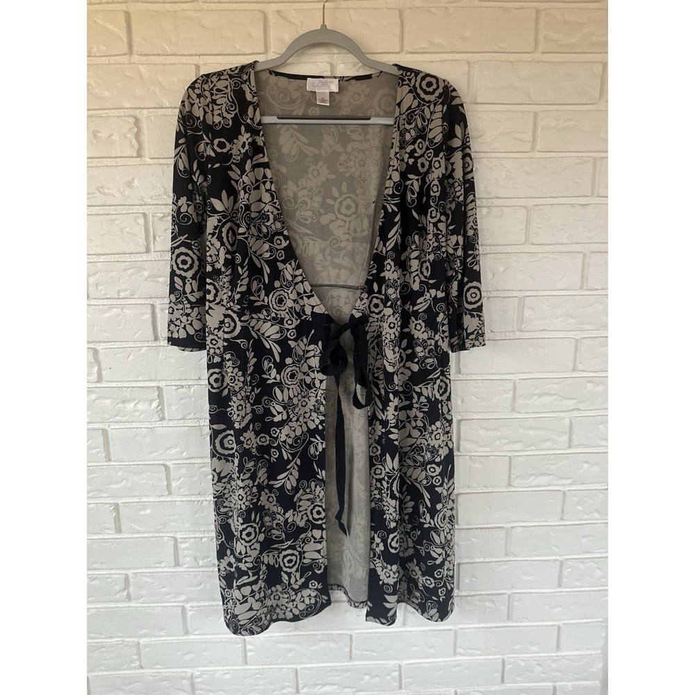 Ann Taylor LOFT Floral Print Full Wrap Dress Jersey Knit Size 2 Petite